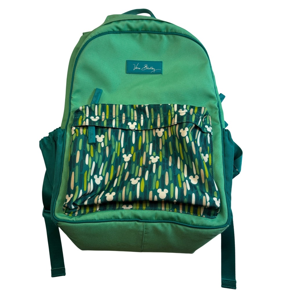 Vera Bradley Disney Parks Mickey Mouse Green Canvas Backpack Travel Bag